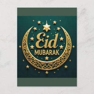 Luxus Gold Green Eid Mubarak Postkarte