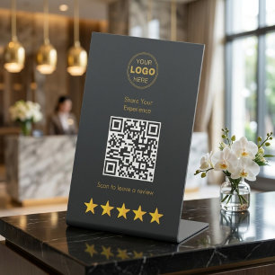 Luxus-Gold-Holzkohle-QR-Code-Review-Feedback Sockelschild