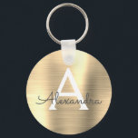 Luxus Gold Imitate Edelstahl Monogram Schlüsselanhänger<br><div class="desc">Luxuriöse Gold Imitate Edelstahl Metallic Eleganter Schlüsselanhänger. Diese Schlüsselanhänger können so angepasst werden,  dass sie Ihren Anfangs- und Vornamen enthalten. Diese Schlüsselketten machen Geburtstags-,  Brautparty- oder Junggeselinnen-Abschied-Favoriten großartig.</div>