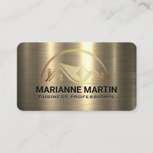 Luxus-Gold-Immobilienlogo   Metallisch Visitenkarte