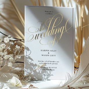 Luxus-Gold-Kalligrafie-Hochzeit Elegante Schrift Folieneinladung