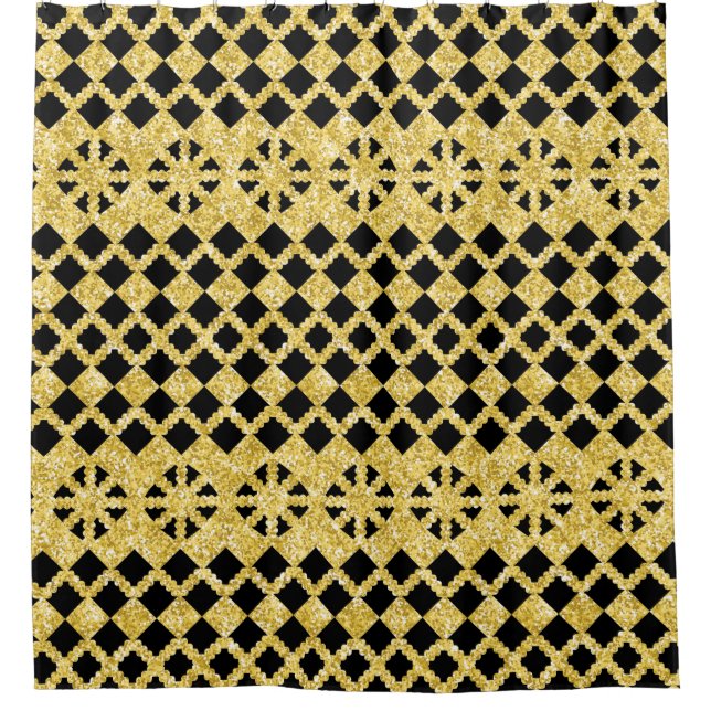 Luxus Gold Lace auf Black Duschvorhang (Vorderseite)