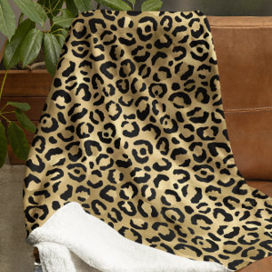Luxus-Gold-Leopardenprint - Cozy Glam-Tiermuster Sherpadecke