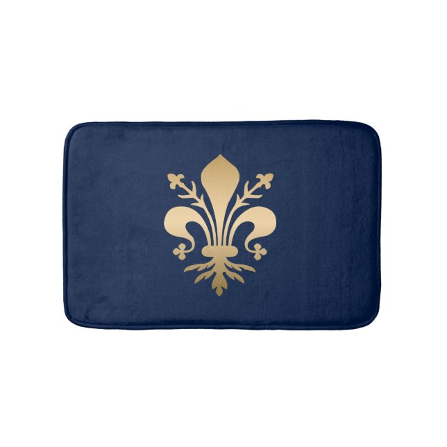 Luxus Gold Lilie Navy Badematte (Vorderseite)