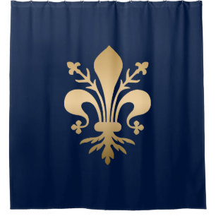 Luxus Gold Lilie Navy Duschvorhang