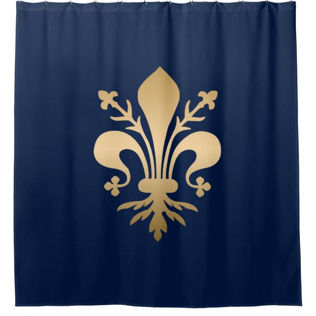 Luxus Gold Lilie Navy Duschvorhang (Vorderseite)