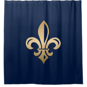 Luxus Gold Lilie Navy Duschvorhang