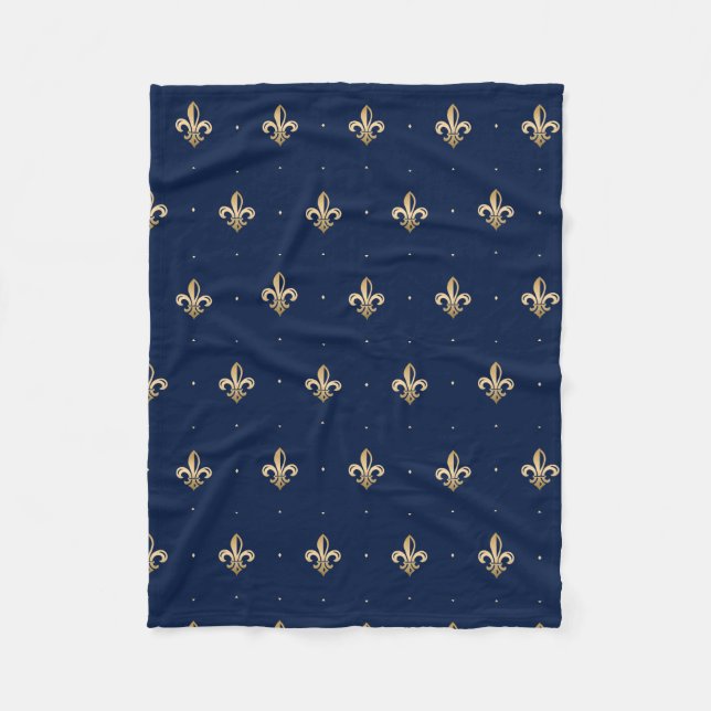 Luxus Gold Lilie Navy Fleecedecke (Vorderseite)
