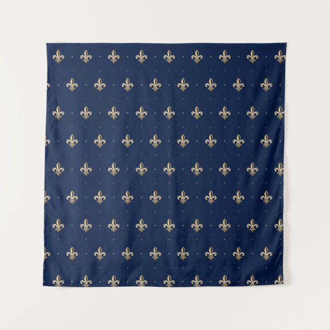 Luxus Gold Lilie Navy Wandteppich (Vorderseite)