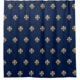 Luxus Gold Lilie Pattern Marine Duschvorhang