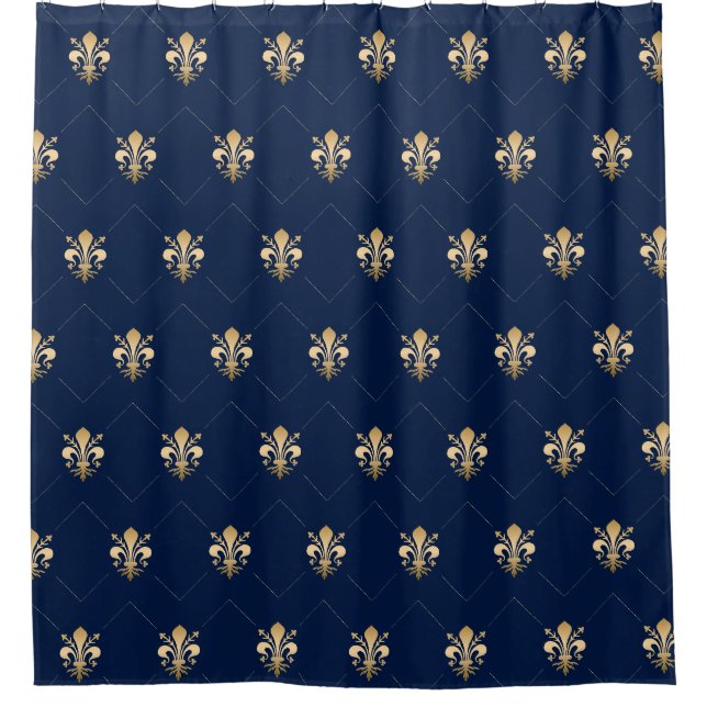 Luxus Gold Lilie Pattern Marine Duschvorhang (Vorderseite)