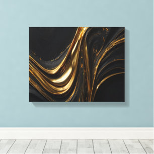 Luxus Gold Line Leinwand   Abstrakte Black-Gold-Ma