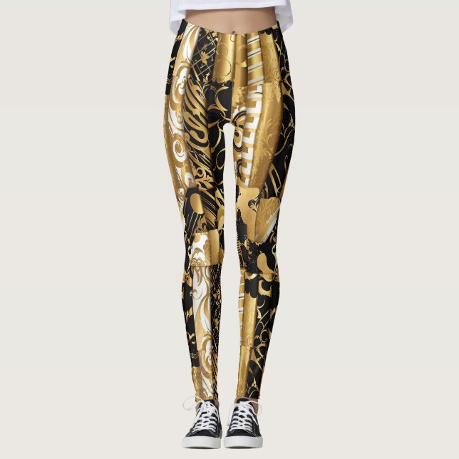 Luxus Gold Look Leggings (Vorderseite)