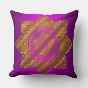 Luxus-Gold-Mandala-Lila-Wurfkissen Kissen