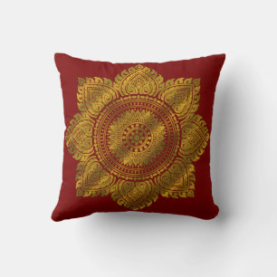 Luxus-Gold-Mandala-Rot-Wurfkissen Kissen