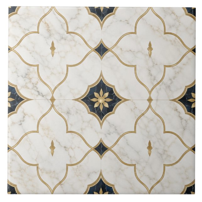 Luxus Gold Marmor Effekt - Geometrisches Muster Fliese (Vorderseite)