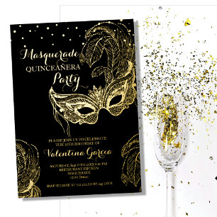 Luxus-Gold-Masqueraden-Einladung zur Quinceañera Folieneinladung