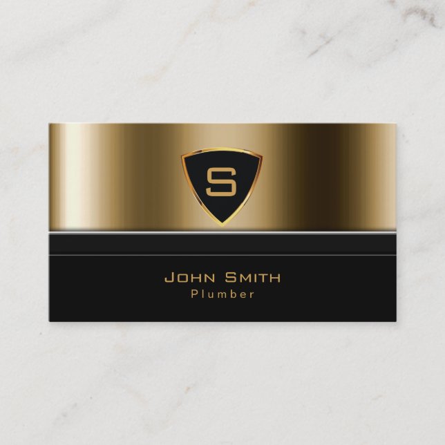 Luxus Gold Monogram Klempner Business Card Visitenkarte (Vorderseite)