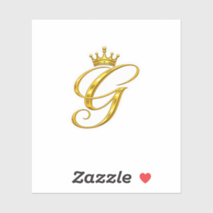 Luxus-Gold-Monogramm-Buchstabe G Royal Crown Aufkl Aufkleber