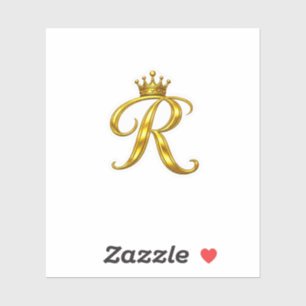 Luxus-Gold-Monogramm-Buchstabe R Königskrone Aufkl Aufkleber