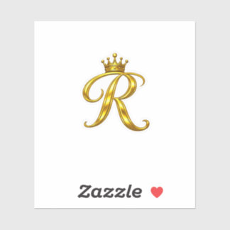 Luxus-Gold-Monogramm-Buchstabe R Königskrone Aufkl Aufkleber