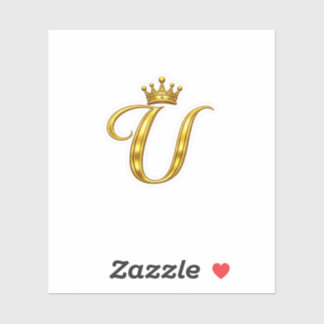 Luxus-Gold-Monogramm-Buchstabe U Royal Crown Aufkl Aufkleber