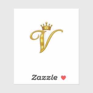 Luxus-Gold-Monogramm-Buchstabe V Royal Crown Aufkl Aufkleber