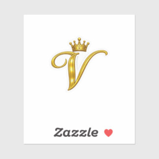 Luxus-Gold-Monogramm-Buchstabe V Royal Crown Aufkl Aufkleber
