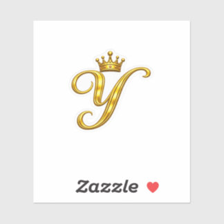 Luxus-Gold-Monogramm-Buchstabe Y Royal Crown Aufkl Aufkleber