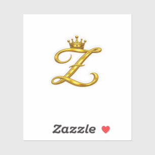Luxus-Gold-Monogramm-Buchstabe Z Royal Crown Aufkl Aufkleber