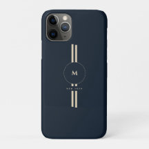 Luxus-Gold-Monogramm-Initial-Midnight-Navy-iPhone 