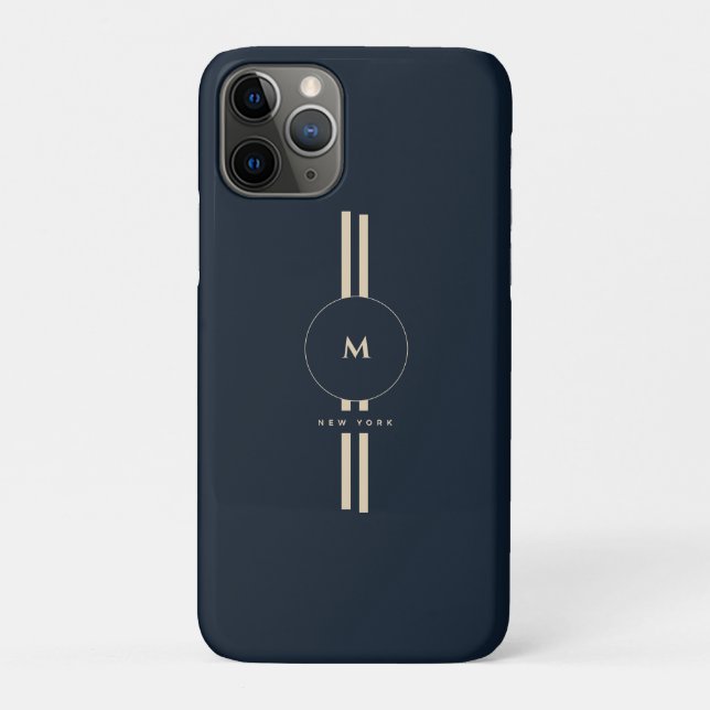Luxus-Gold-Monogramm-Initial-Midnight-Navy-iPhone  Case-Mate iPhone Hülle (Rückseite)