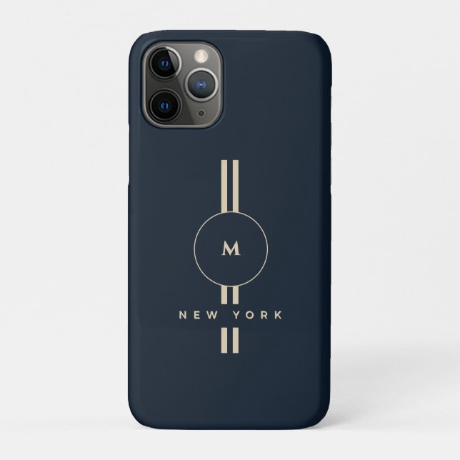Luxus-Gold-Monogramm-Initial-Midnight-Navy-iPhone  Case-Mate iPhone Hülle (Rückseite)