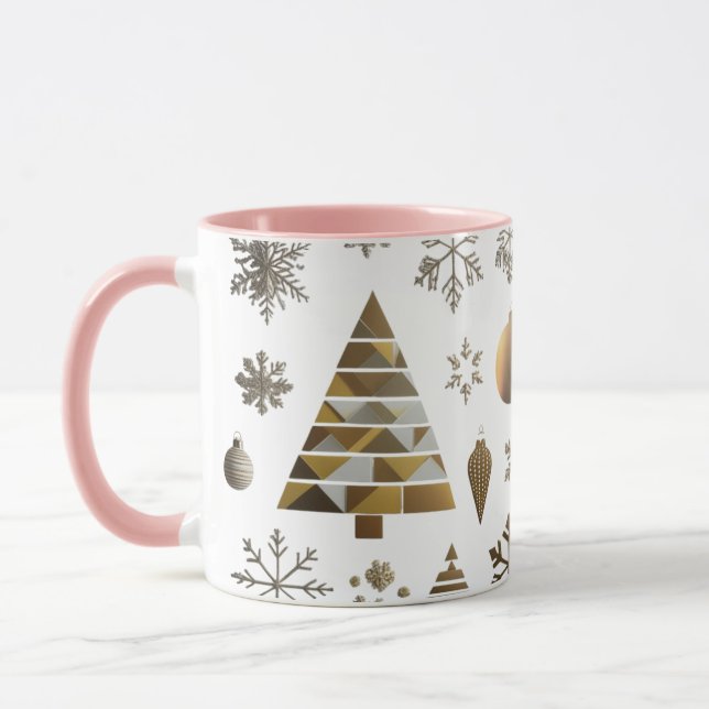 Luxus-Gold-Mosaik-Geometrischer-Baum-Kombibecher  Tasse (Links)