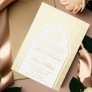 Luxus-Gold-Moschee-Islamische-Muslim-Hochzeit Folieneinladung