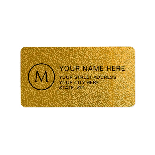 Luxus Gold Muster Custom Monogram Address Label Adressaufkleber (Vorne)