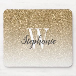 Luxus-Gold-Ombre-Kunst-Glitter-Monogramm Mousepad