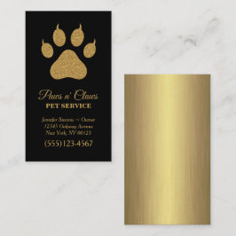 Luxus Gold Paw Print Pet Service Visitenkarte