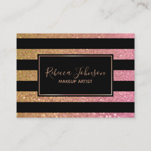 Luxus Gold Pink Glitzer Streifen - Visitenkarte