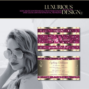 Luxus Gold Pink Sparkle Glitzer Stars Monogram Visitenkarte