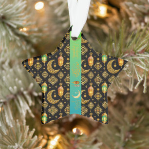 Luxus-Gold-Ramadan-Laternen Teal Schwarz Acryl Ornament