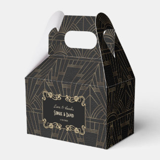Luxus Gold Schwarz Blüh Art Deco Hochzeit Geschenkschachtel