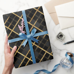 Luxus Gold Schwarz Diamant geometrisches Muster Geschenkpapier