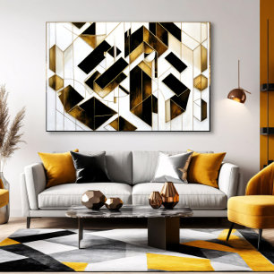 Luxus Gold Schwarz Marmor Abstrakt Leinwanddruck