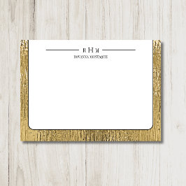 Luxus Gold Schwarz Textur Lined Name Drei Initiale Mitteilungskarte