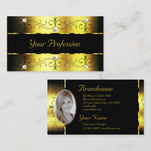 Luxus Gold Schwarz Verzierte Ränder Juwelen mit Fo Visitenkarte