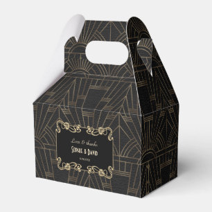 Luxus Gold Schwarze Blüten Art Deco Hochzeit Geschenkschachtel
