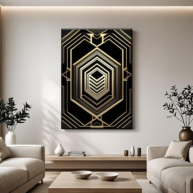 Luxus Gold Schwarzes geometrisches Schild (Von Creator hochgeladen)