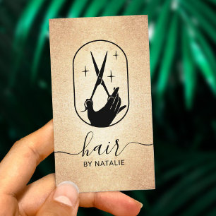 Luxus Gold Scissor & Hand Logo Hair Stylist Salon Visitenkarte