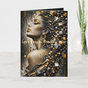 Luxus-Gold-Silber-Mosaik-Frauenporträt Karte
